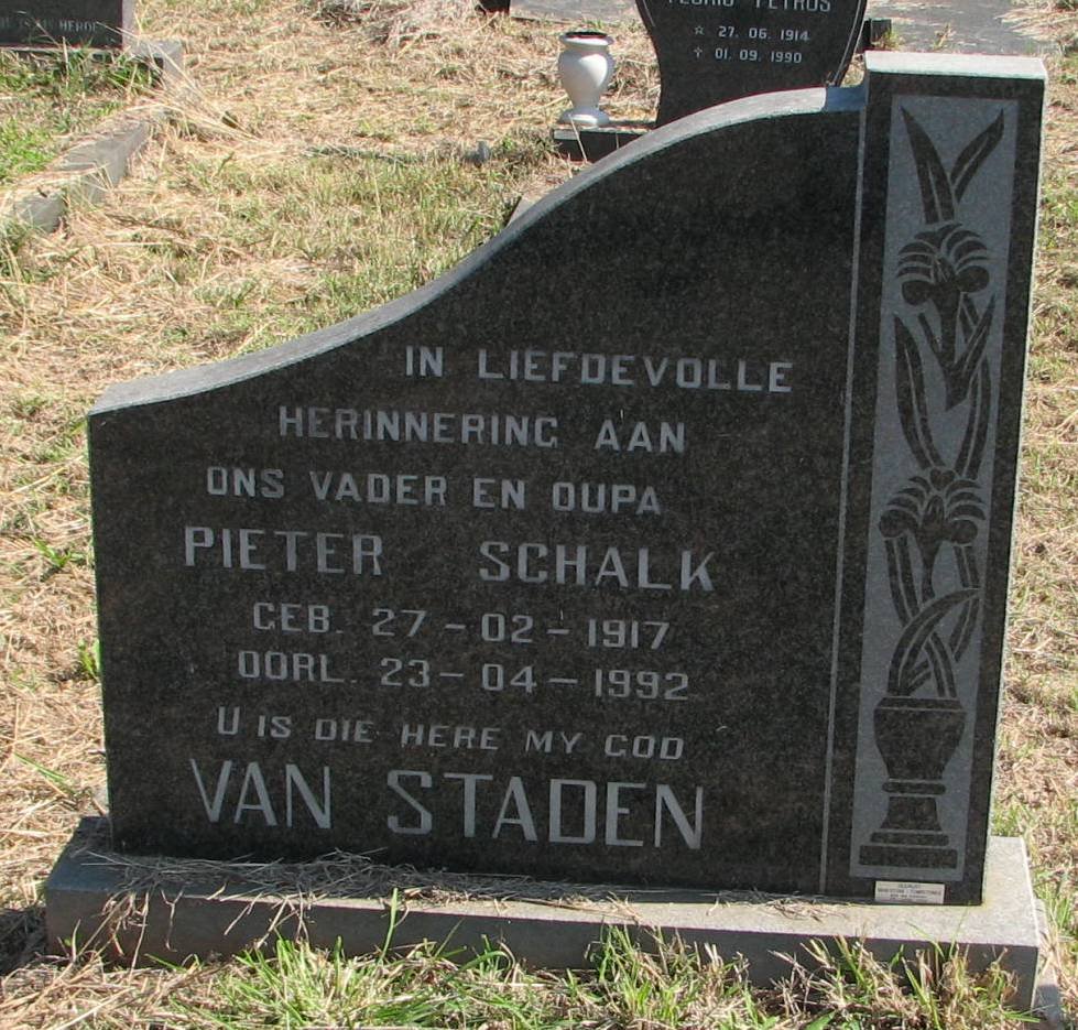 STADEN Pieter Schalk, van 1917-1992 