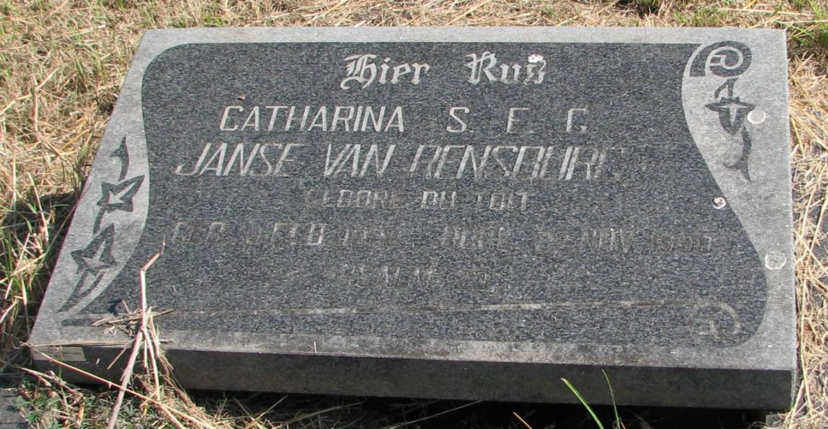 RENSBURG Catharina S.E.G., Janse van nee DU TOIT  
