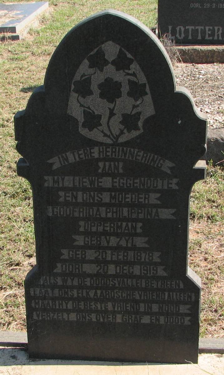 OPPERMAN Godfrida Philippina nee v. ZYL 1878-1919