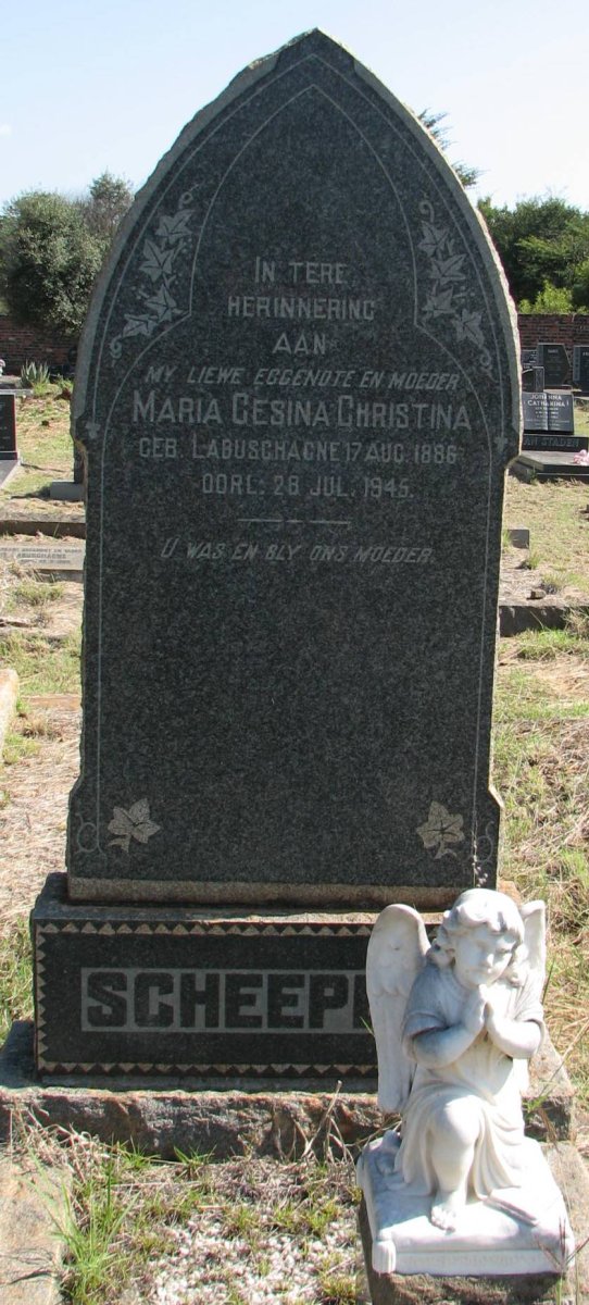 SCHEEPERS Maria Gesina Christina nee LABUSCHAGNE 1886-1945