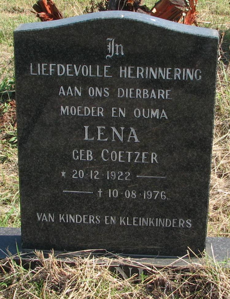 ? Lena nee COETZER 1922-1976