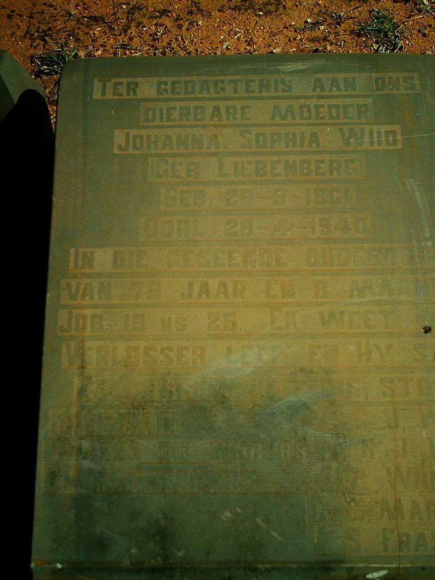 WIID Johanna Sophia nee LIEBENBERG 1861-1940
