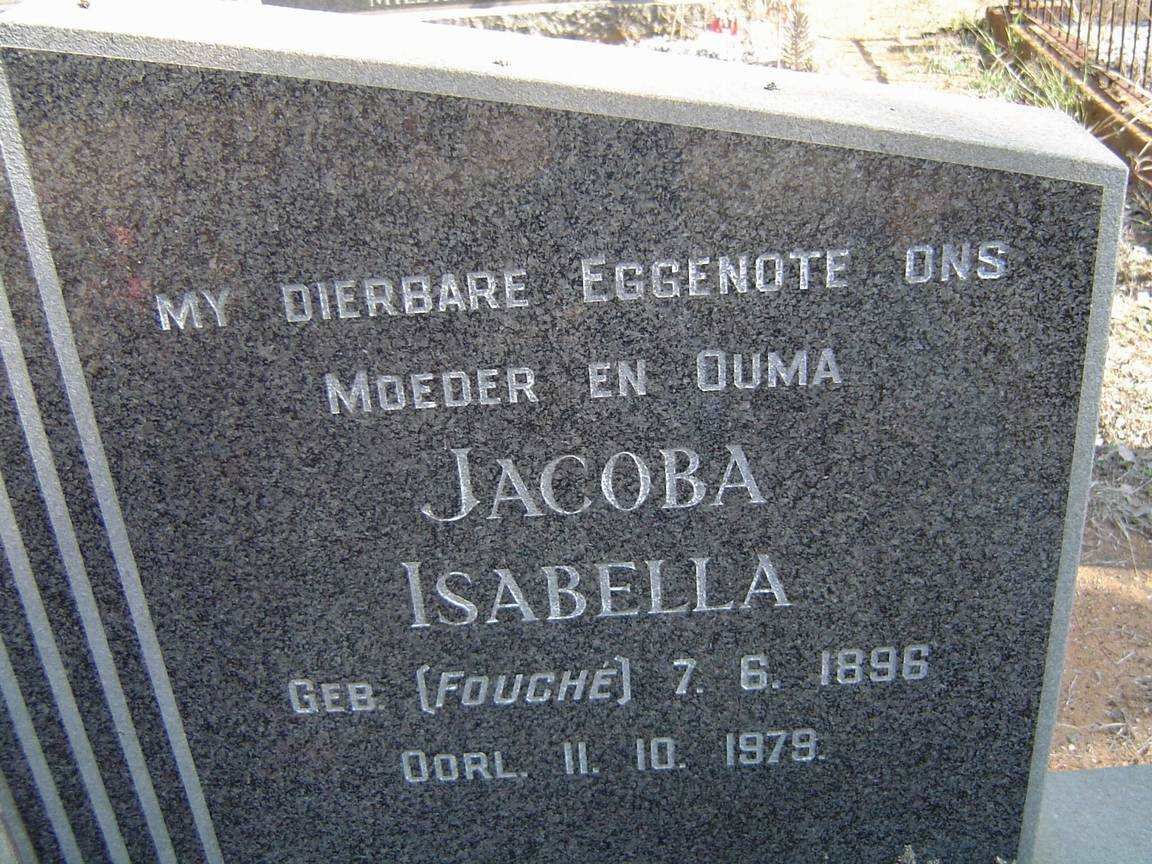 BADENHORST Jacoba Isabella nee FOUCHÉ 1896-1979