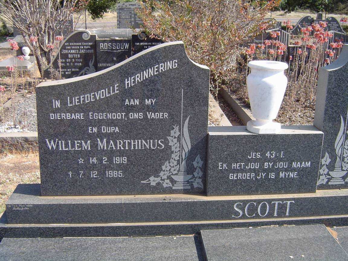 SCOTT Willem Marthinus 1919-1985