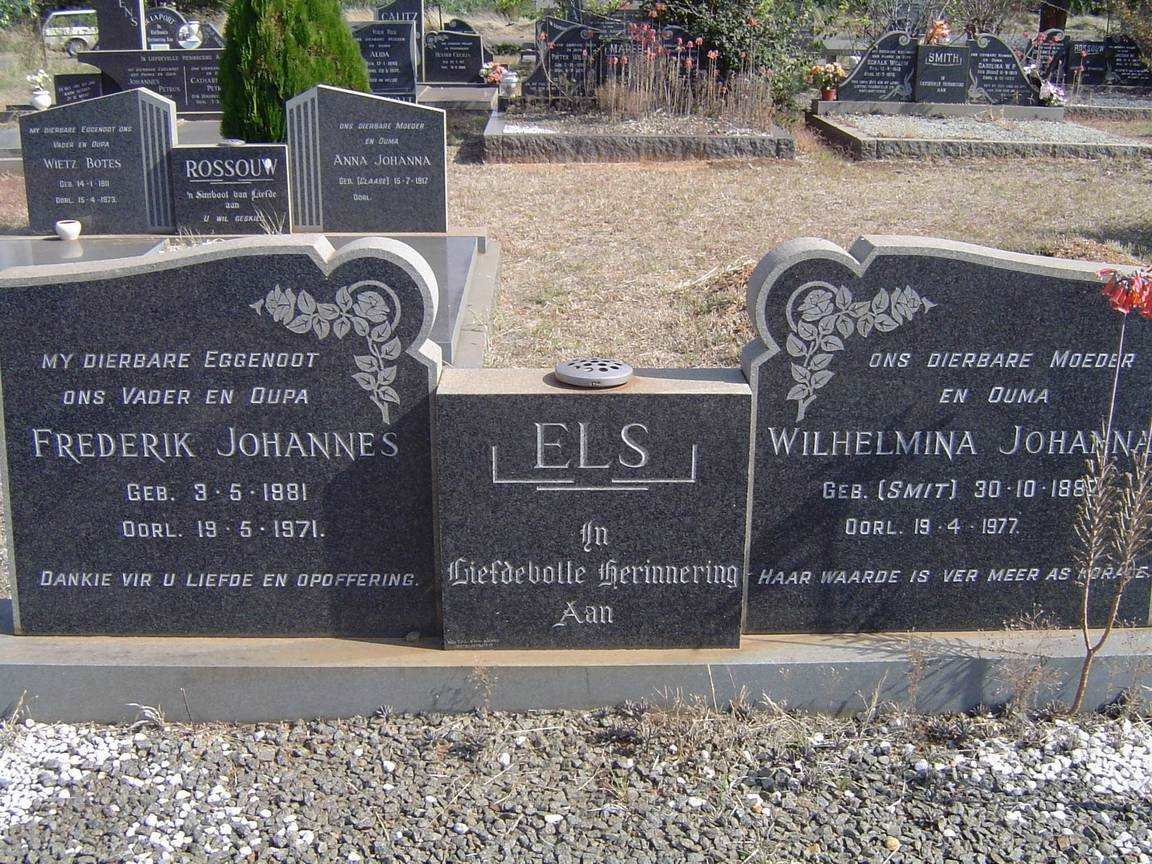 ELS Frederik Johannes 1881-1971 &amp; Wilhelmina Johanna SMIT 188?-1977