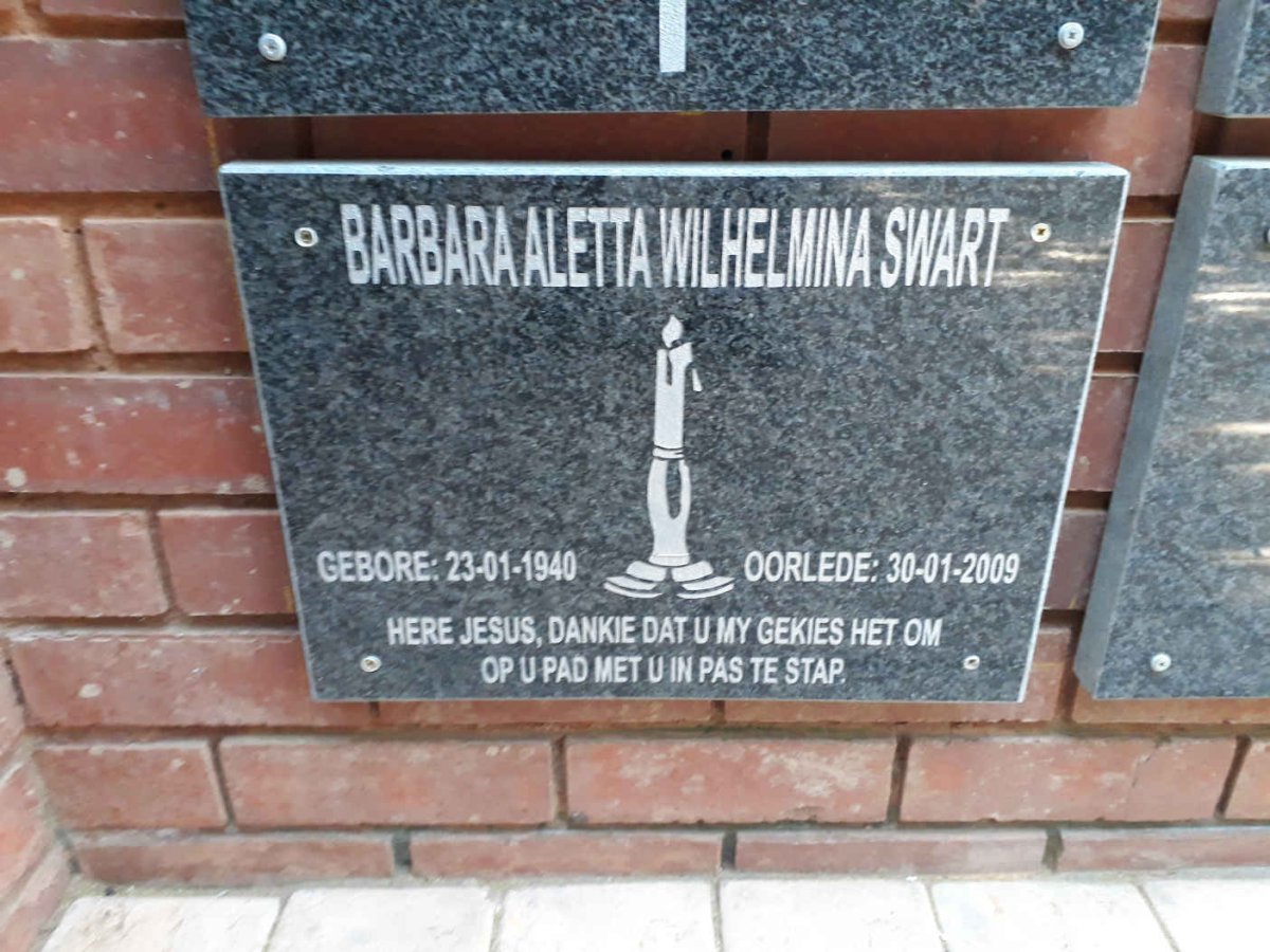 SWART Barbara Aletta Wilhelmina 1940-2009