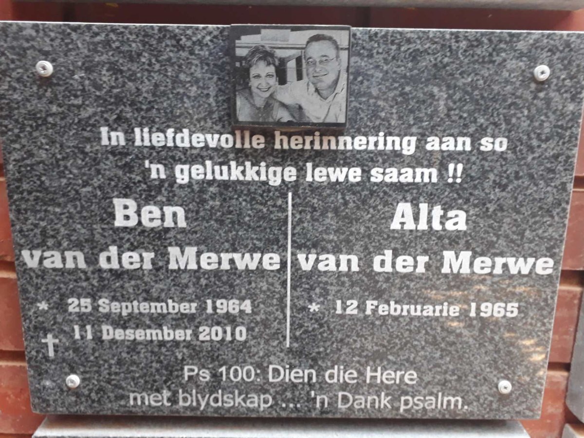 MERWE Ben, van der 1964-2010 &amp; Alta 1965-