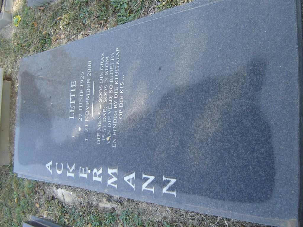 ACKERMANN Lettie 1925-2000