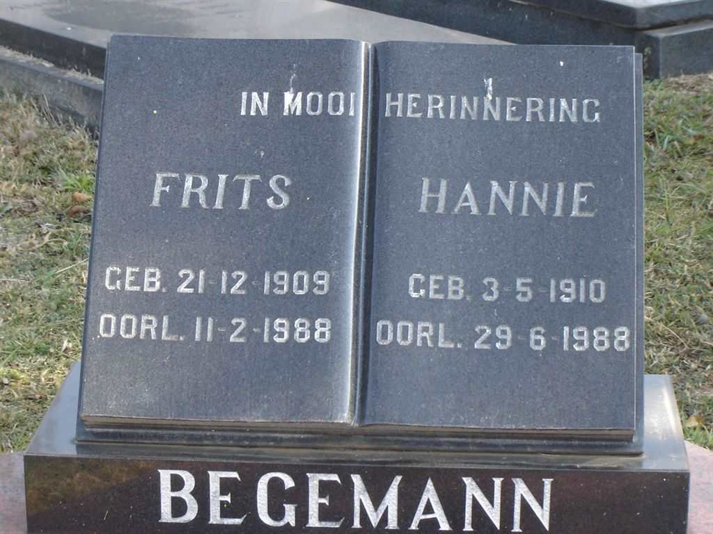 BEGEMANN Frits 1909-1988 &amp; Hannie 1910-1988