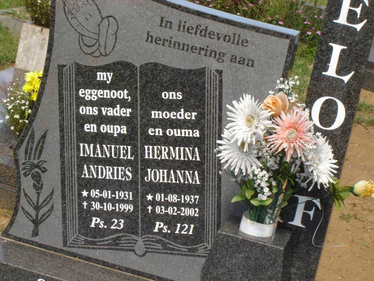 ELOFF Imanuel Andries 1931-1999 &amp; Hermina Johanna 1937-2002