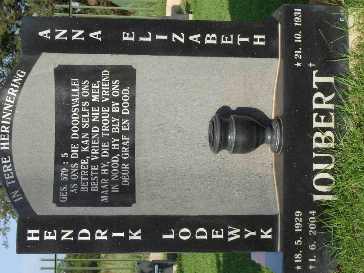 JOUBERT Hendrik Lodewyk 1929-2004 &amp; Anna Elizabeth 1931-