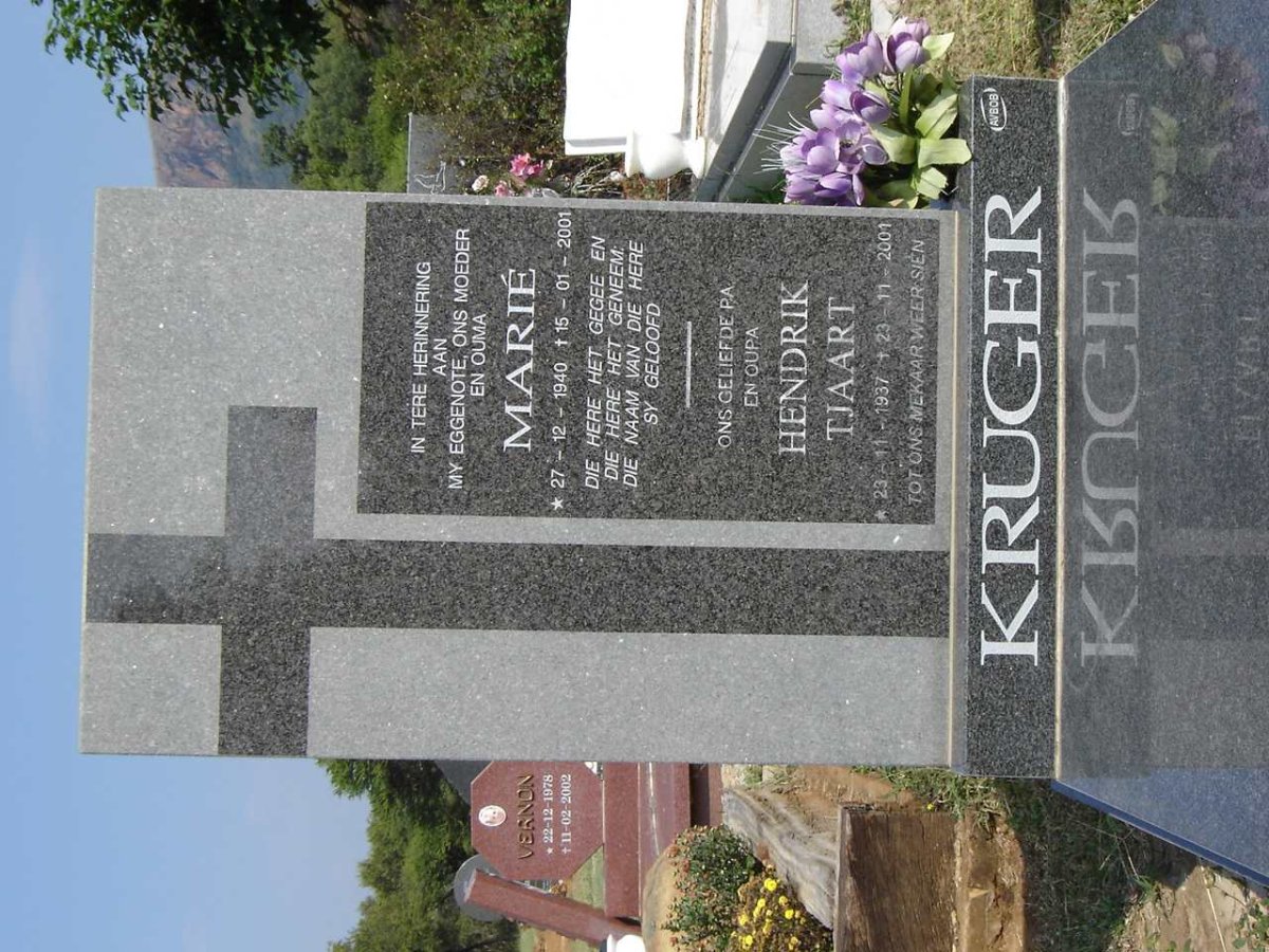 KRUGER Hendrik Tjaart 1937-2001 &amp; Marie 1940-2001