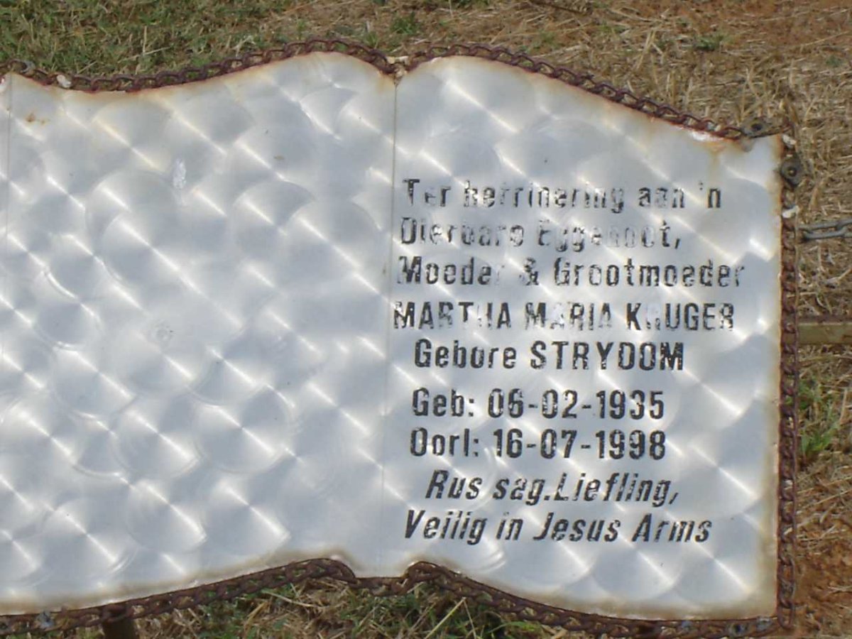 KRUGER Martha Maria nee STRYDOM 1935-1998