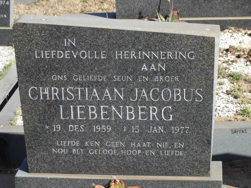 LIEBENBERG Christiaan Jacobus 1959-1977