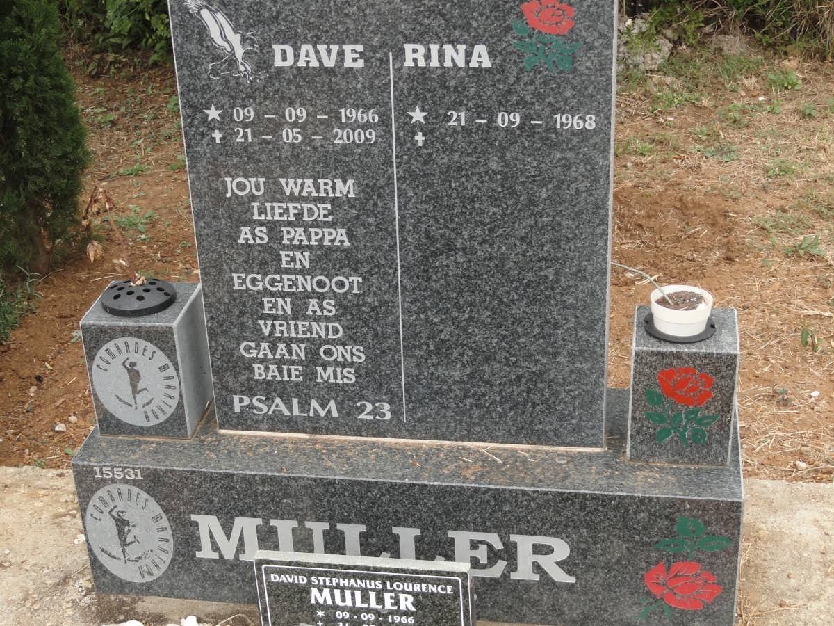 MULLER David Stephanus Lourence 1966-2009 &amp; Rina 1968-