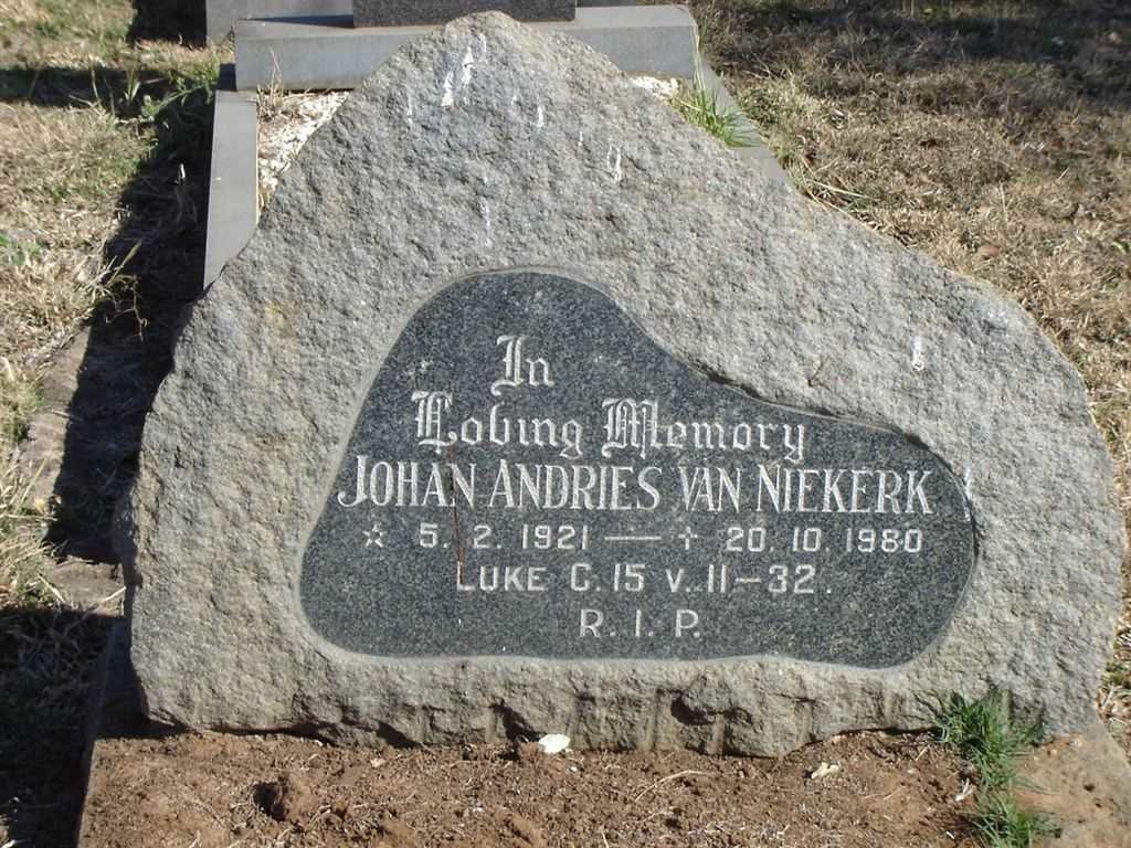 NIEKERK Johan Andries, van 1921-1980