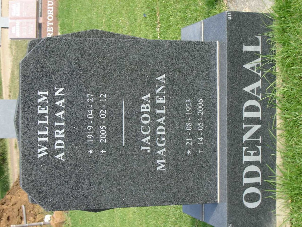 ODENDAAL Willem Adriaan 1919-2005 &amp; Jacoba Magdalena 1923-2006