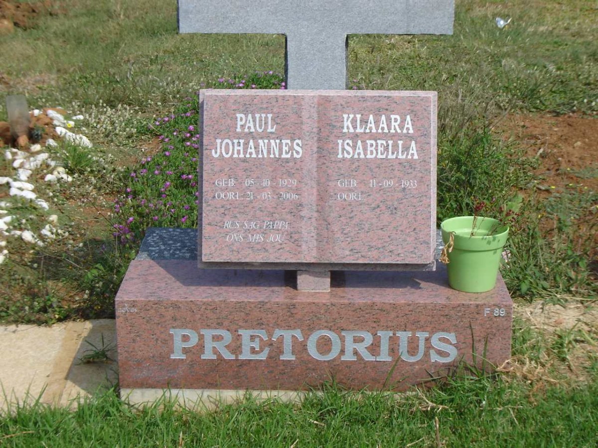 PRETORIUS Paul Johannes 1929-2006 &amp; Klaara Isabella 1923-