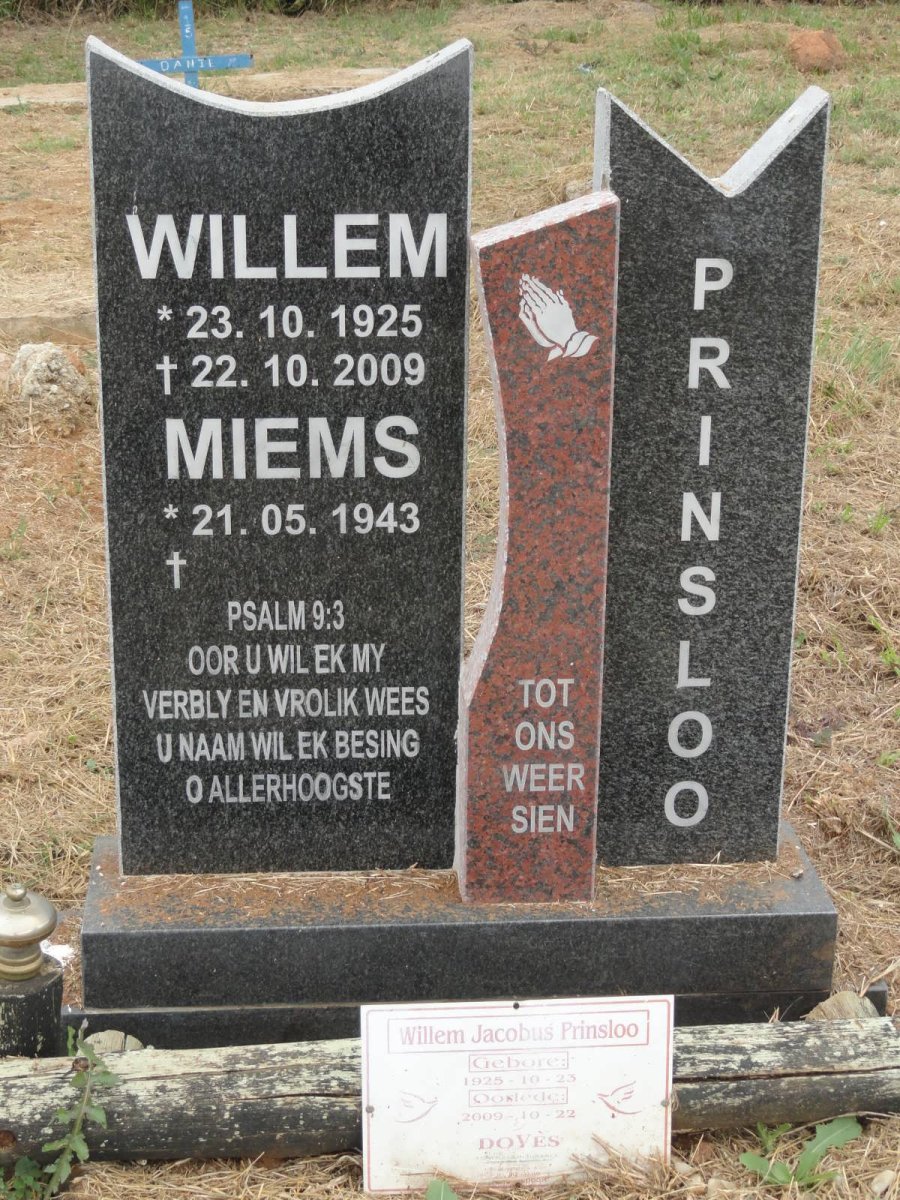 PRINSLOO Willem Jacobus 1925-2009 &amp; Miems 1943-