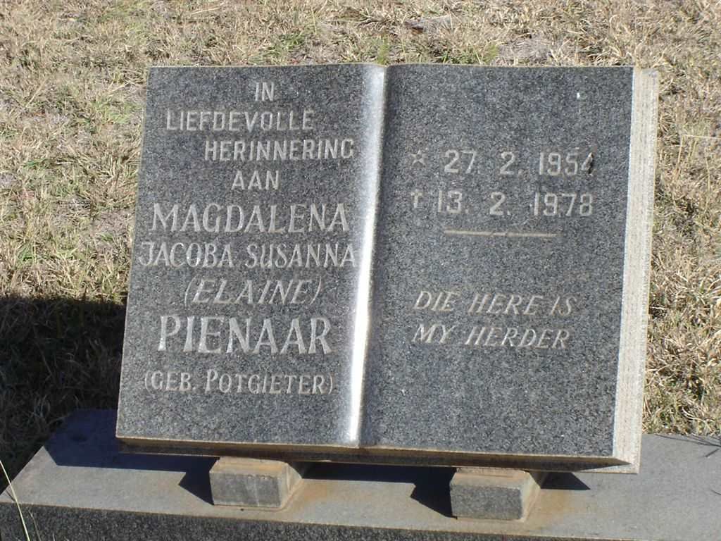 PIENAAR Magdalena Jacoba Susanna nee POTGIETER 1954-1978