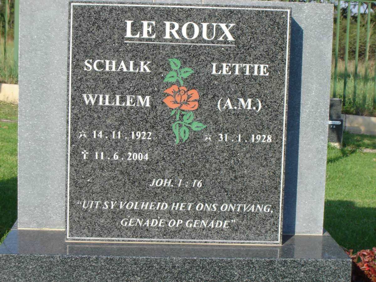 ROUX Schalk Willem, le 1922-2004 &amp; A.M. 1928-
