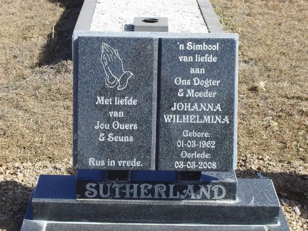 SUTHERLAND Johanna Wilhelmina 1962-2008