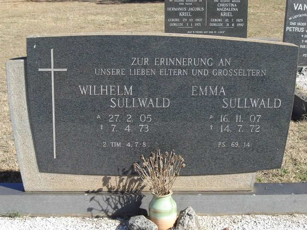 SULLWALD Wilhelm 1905-1973 &amp; Emma 1907-1972