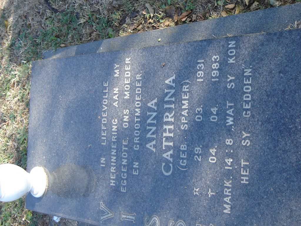 VISSER Anna Catharina nee SPAMER 1931-1983