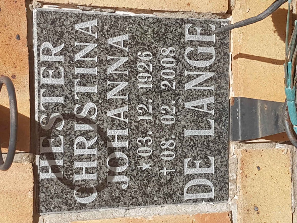 LANGE Hester Christina Johanna, de 1926-2008