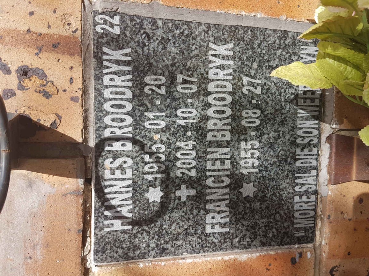 BROODRYK Hannes 1955-2004 &amp; Francien 1955-