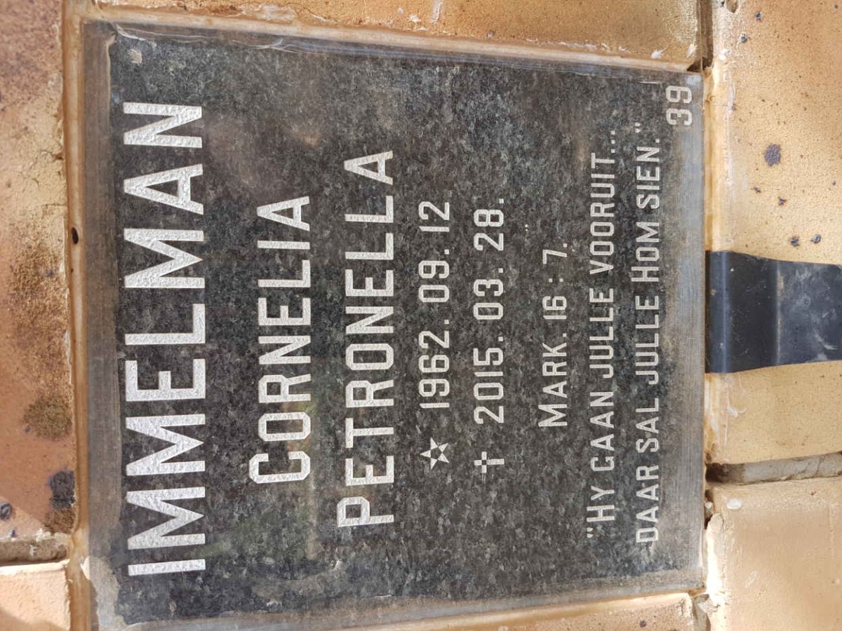 IMMELMAN Cornelia Petronella 1962-2015