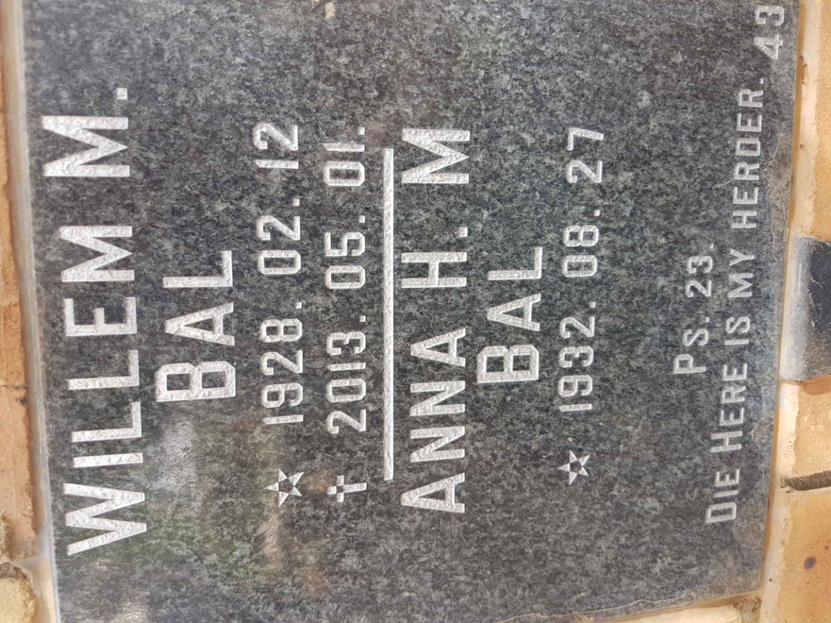 BAL Willem M. 1928-2013 &amp; Anna H.M. 1932-