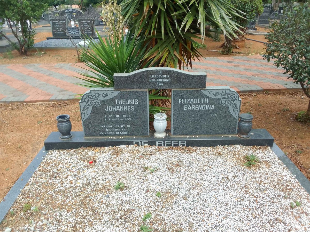 BEER Theunis Johannes, de 1935-1993 &amp; Elizabeth Barendina 1936-