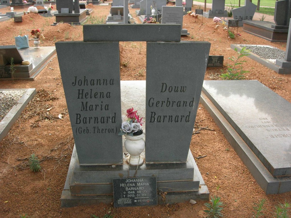 BARNARD Douw Gerbrand 1945- &amp; Johanna Helena Maria THERON 1948-2013