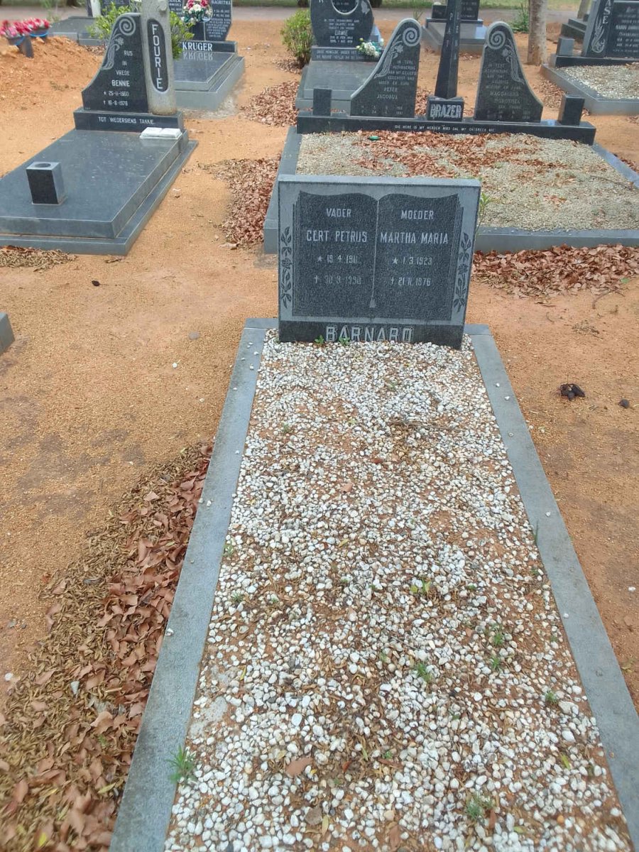 BARNARD Gert Petrus 1911-1990 &amp; Martha Maria 1923-1976