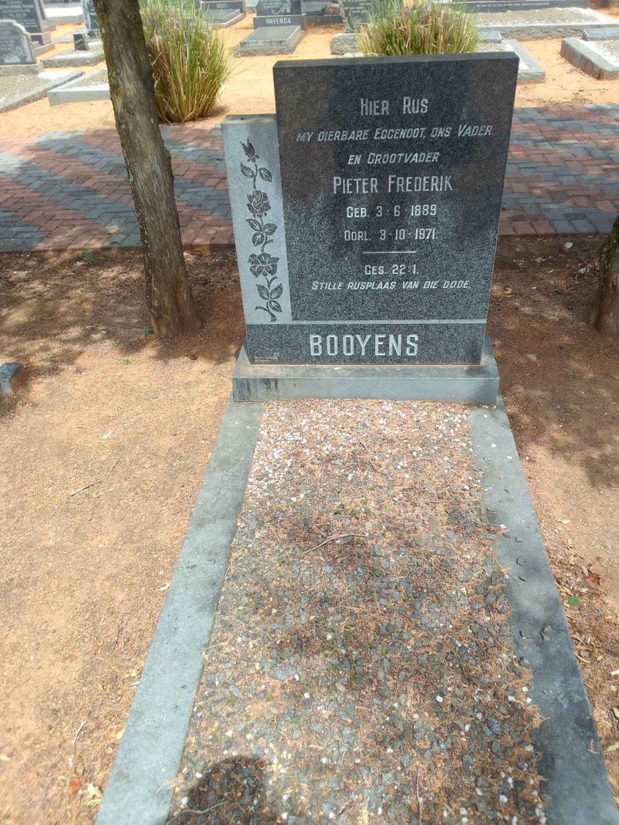 BOOYENS Pieter Frederik 1889-1971
