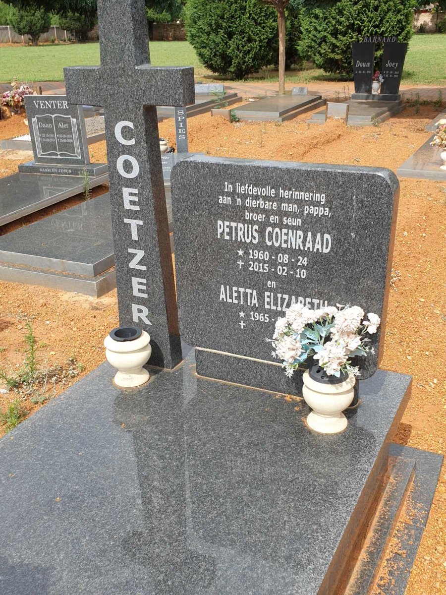 COETZER Petrus Coenraad 1960-2015 &amp; Aletta Elizabeth 1965-