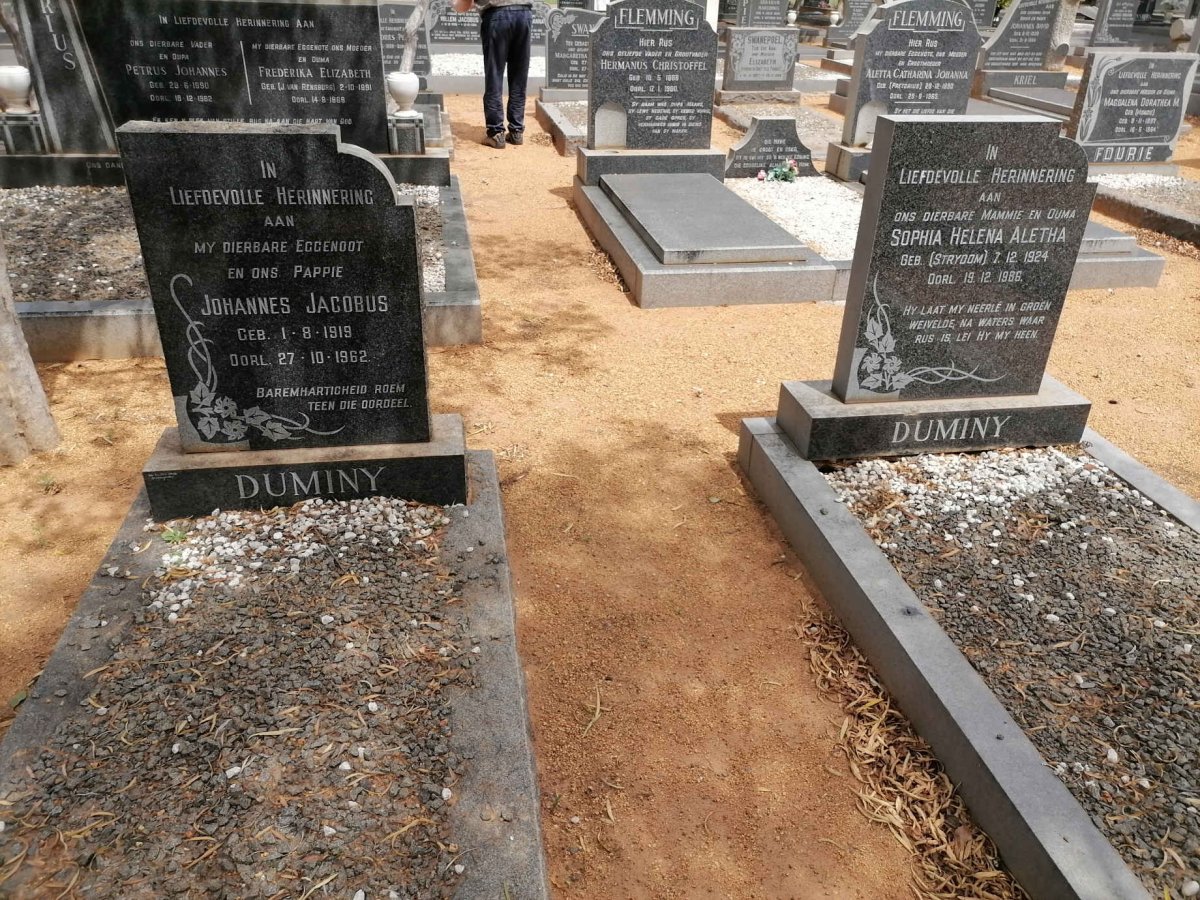 DUMINY Johannes Jacobus 1919-1962 &amp; Sophia Helena Aletha STRYDOM 1924-1986