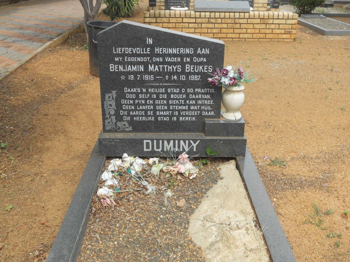DUMINY Benjamin Matthys Beukes 1915-1987