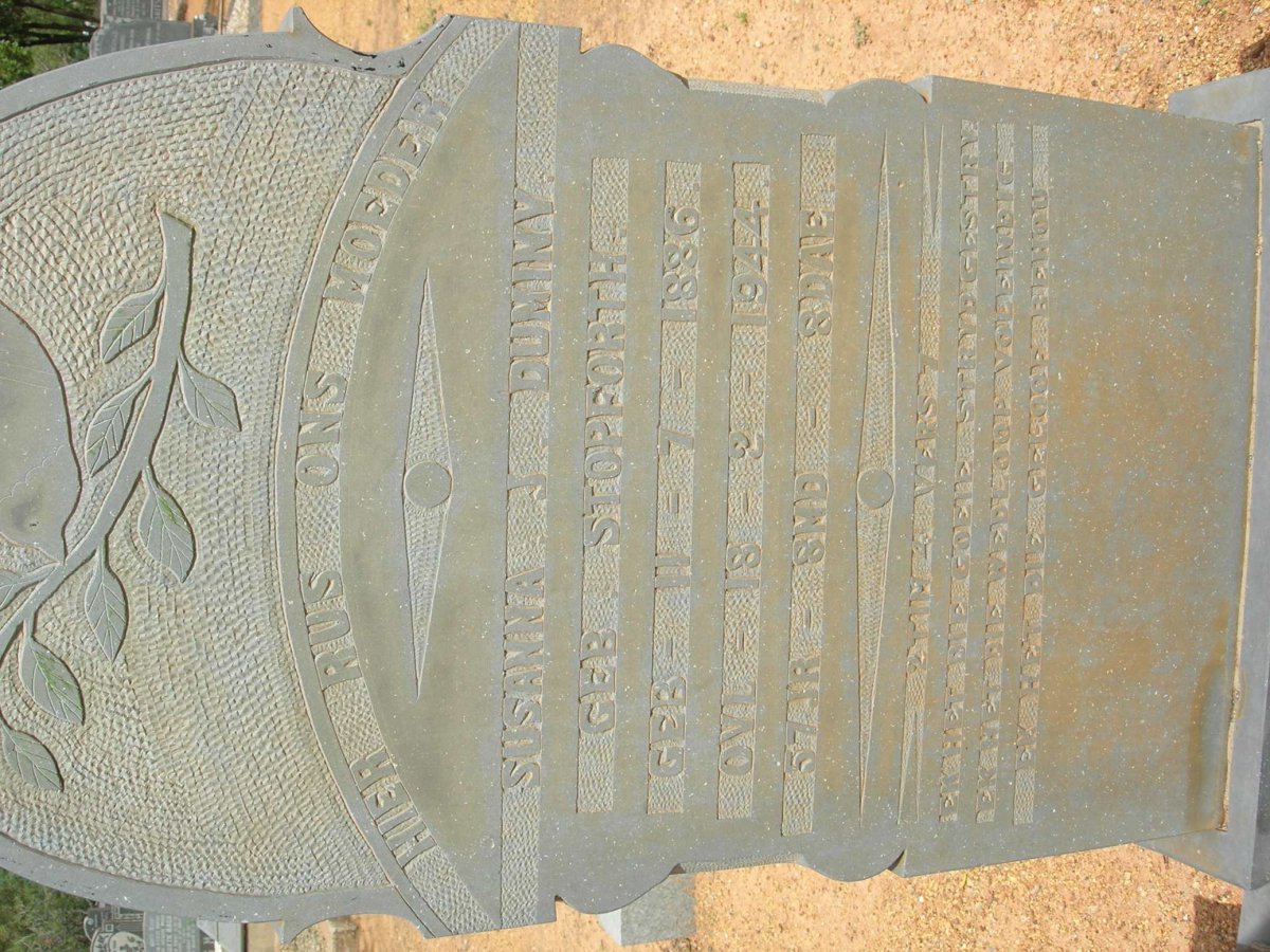 DUMINY Johanna J. nee STOPFORTH 1886-1944