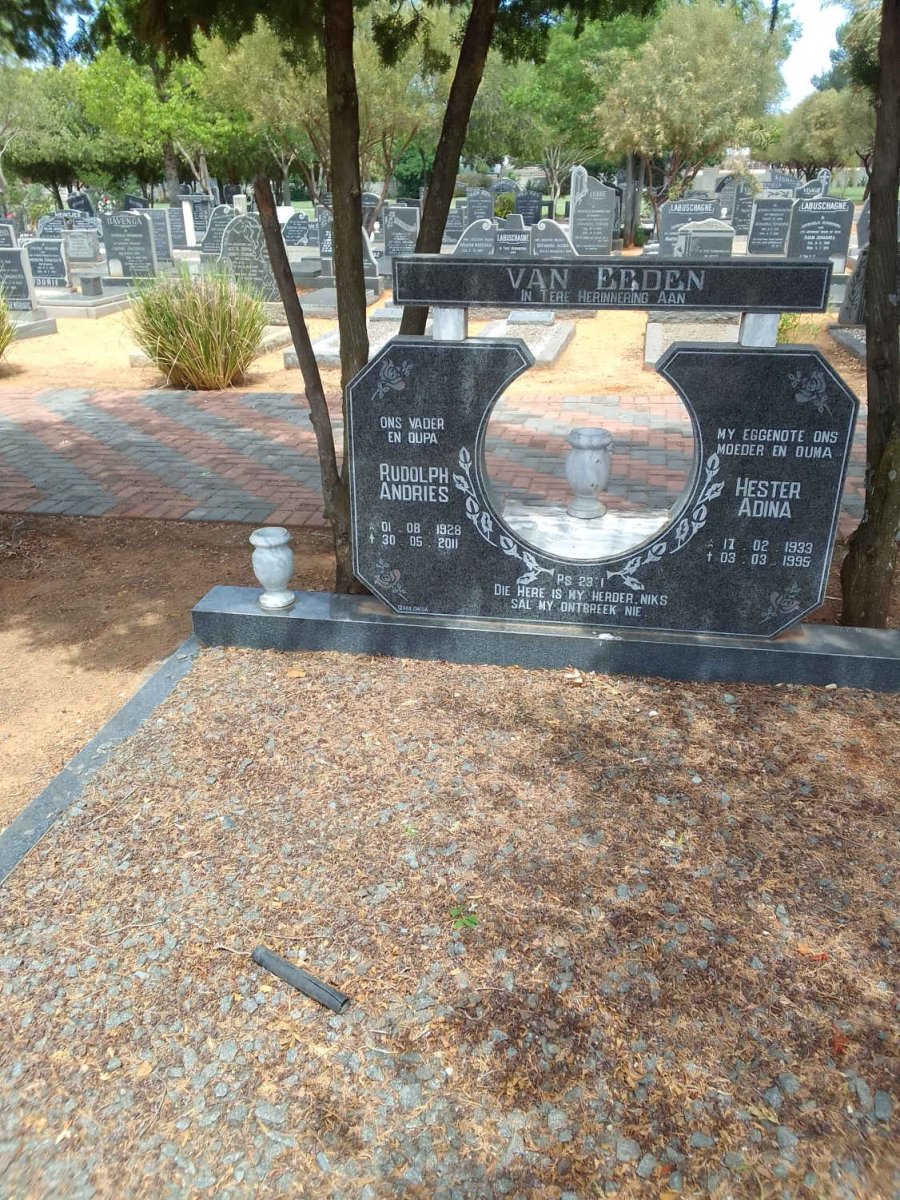 EEDEN Rudolph Andries, van 1928-2011 &amp; Hester Adina 1933-1995