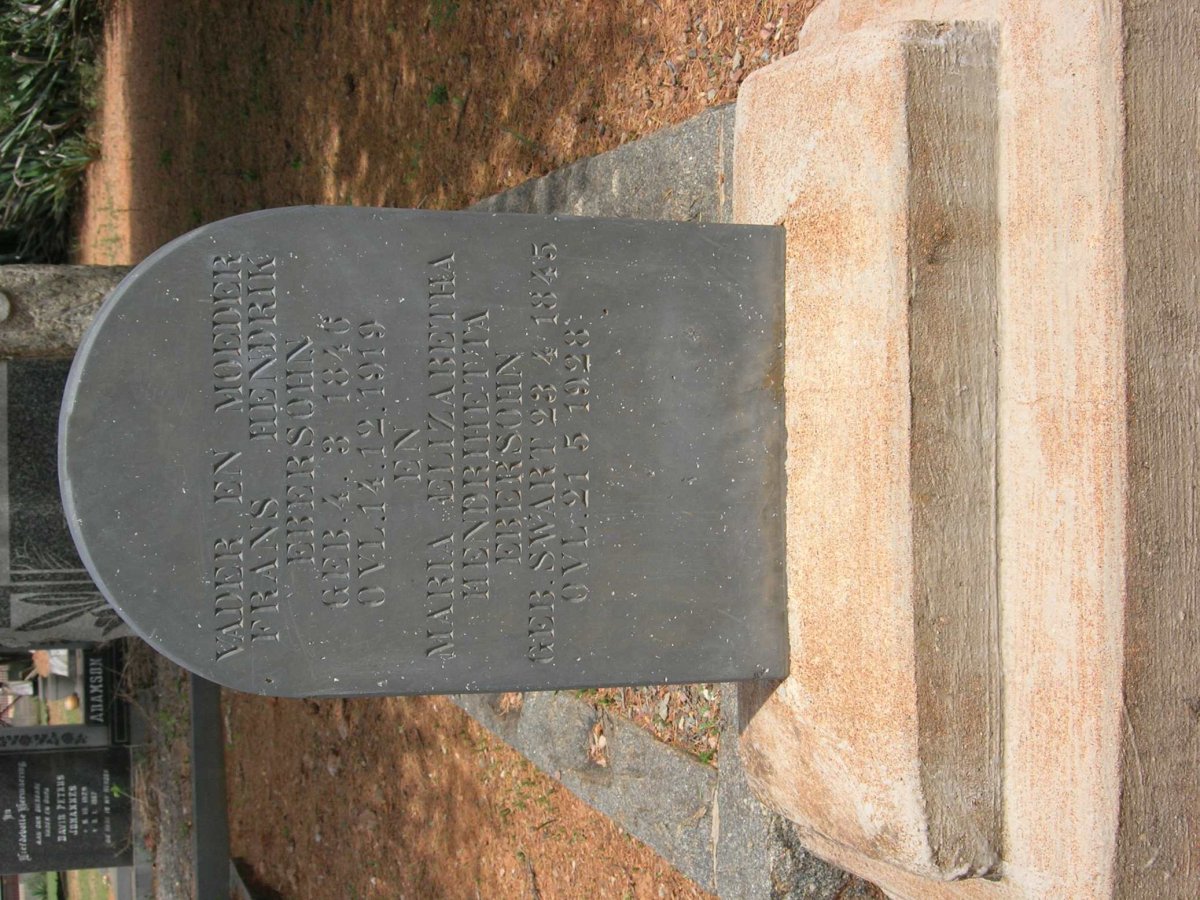 EBERSOHN Frans Hendrik 1846-1919 &amp; Maria Elizabetha Hendrihetta SWART 1845-1928