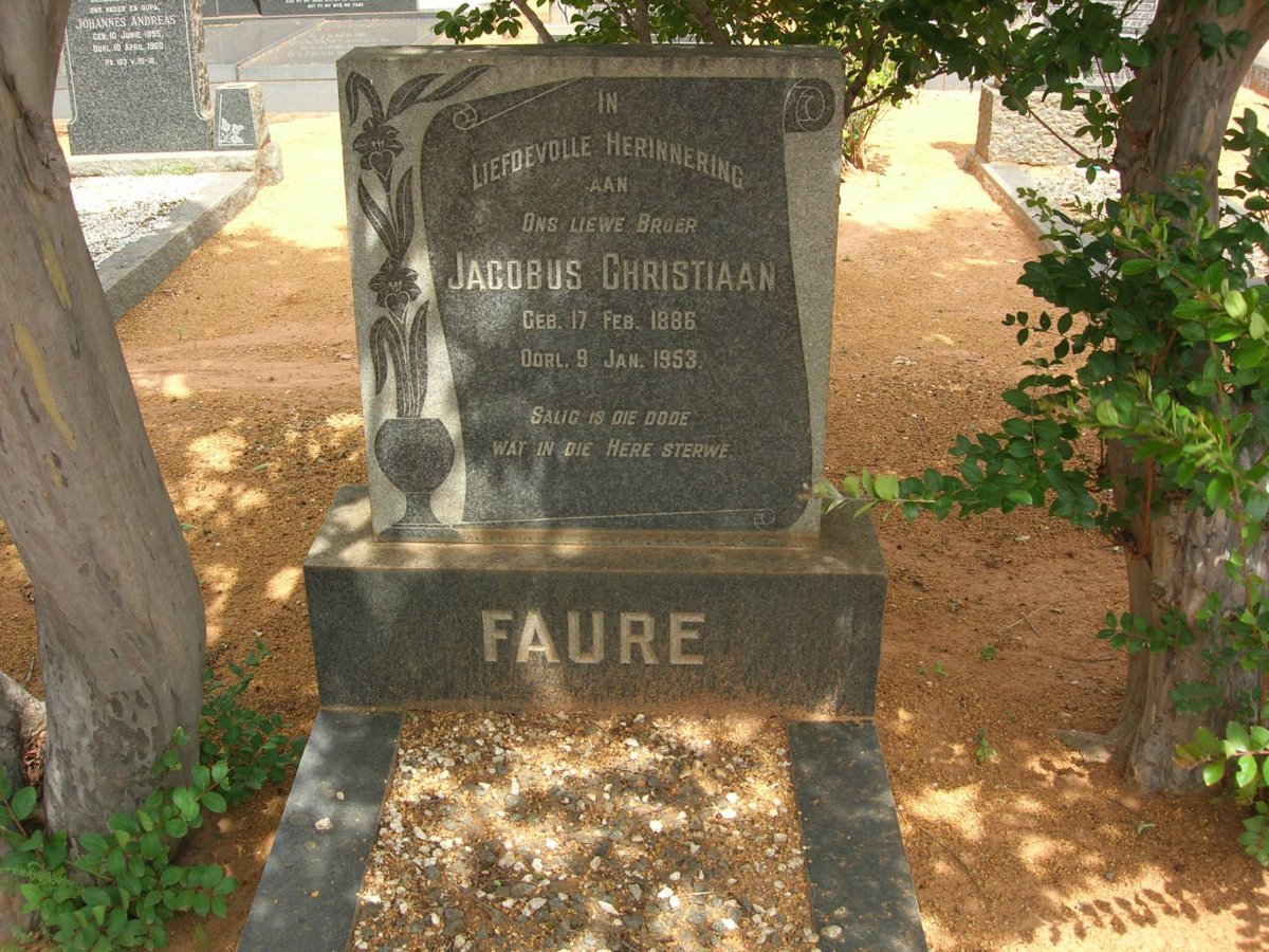 FAURE Jacobus Christiaan 1886-1953