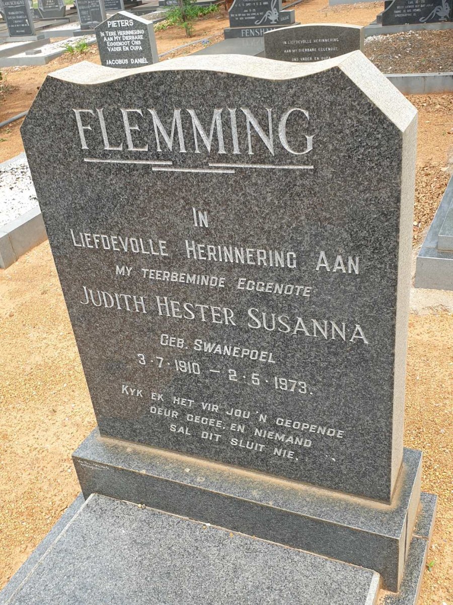FLEMMING Judith Hester Susanna nee SWANEPOEL 1910-1973