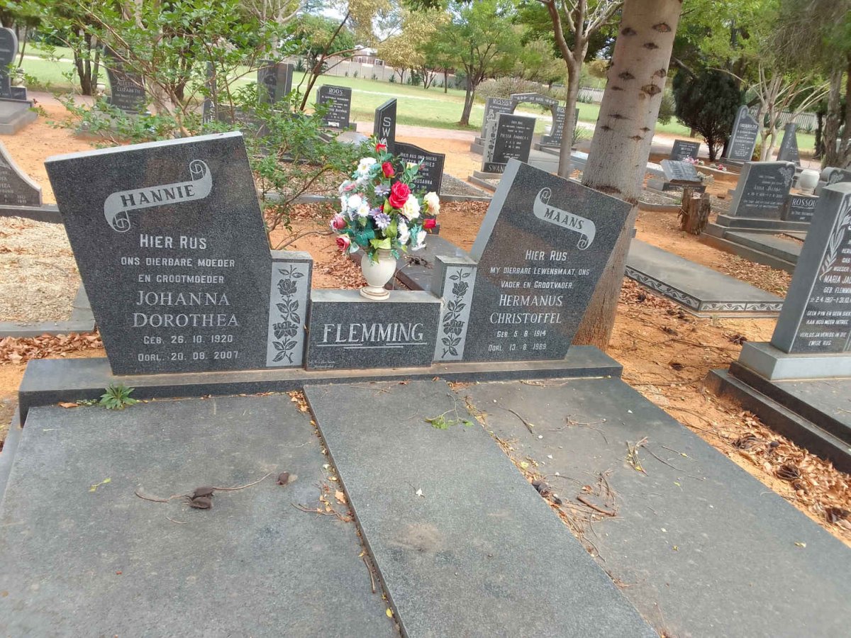 FLEMMING Hermanus Christoffel 1914-1989 &amp; Johanna Dorothea 1920-2007