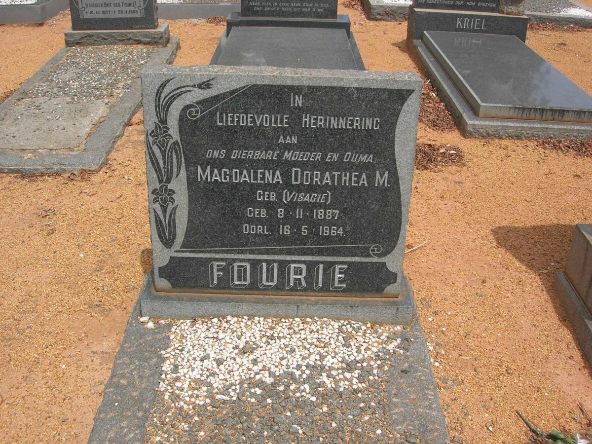 FOURIE Magdalena Dorathea M. nee VISAGIE 1887-1964