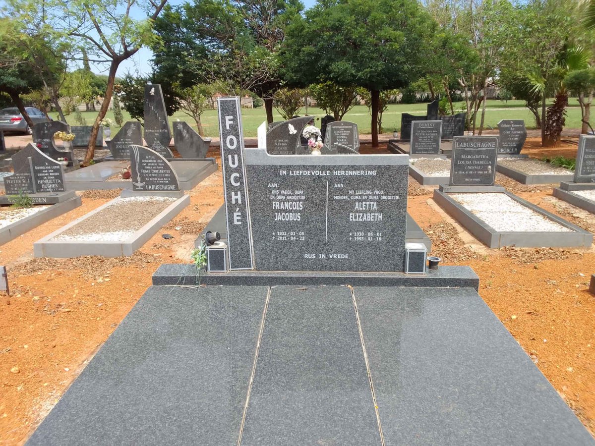FOUCHÉ Francois Jacobus 1932-2011 &amp; Aletta Elizabeth 1930-1993