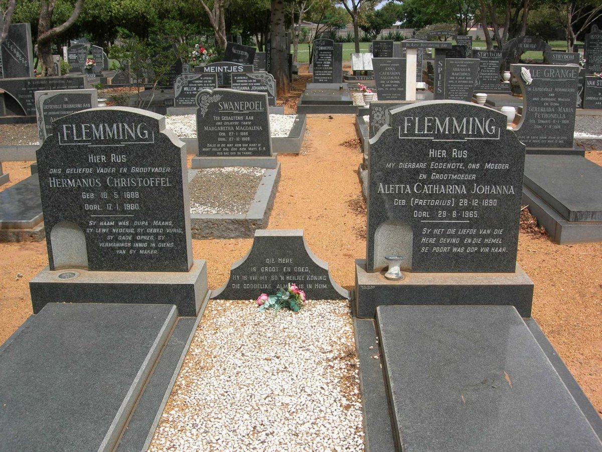 FLEMMING Hermanus Christoffel 1888-1980 &amp; Aletta Catharina Johanna PRETORIUS 1890-1965