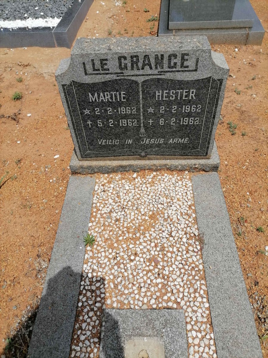 GRANGE Martie, le 1962-1962 :: LE GRANGE Hester 1962-1962