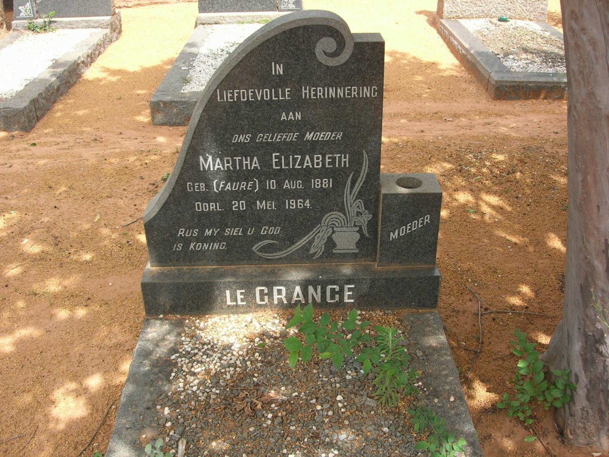 GRANGE Martha Elizabeth, le nee FAURE 1881-1964
